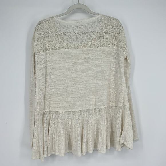 Free People Kristobel Lace Knit Sweater Top Y2K Flowy Babydoll Boho Western XS - Picture 4 of 11